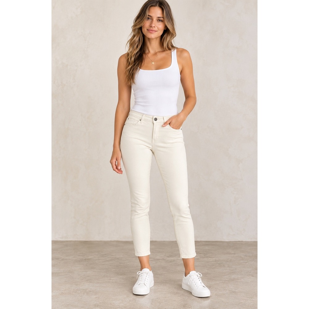 DL1961 Florence Cropped Skinny Jeans 27 Ivory Mid Rise Instasculpt Stretch